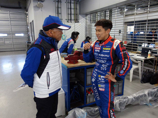 SUBARU BRZ GT300RaceMachine shakedown Mr.Sibuya team director　Mr.Iguchi Driver