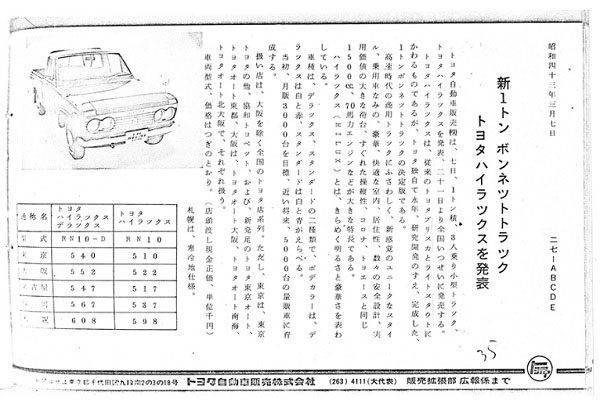 トヨタ　ハイラックス50周年特設サイト　初代ハイラックス雑誌広告