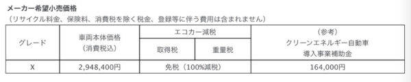 三菱　i-MiEVをマイナーチェンジ　価格表