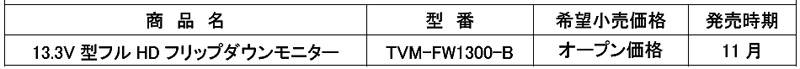 パイオニア 13.3V型フルHD フリップダウンモニター 価格