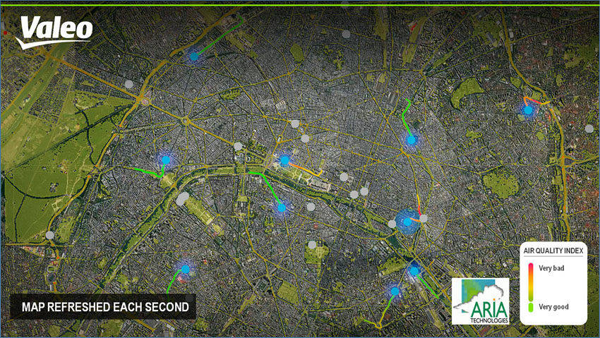 ヴァレオ パリ市内のリアルタイム大気汚染マップ表示システム