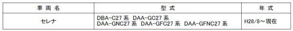 カロッツェリア　日産セレナ専用　サイバーナビ　対応表