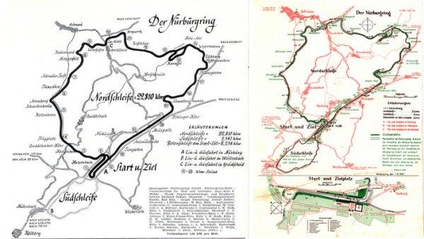 ニュルブルクリンク　1936年と1952年のコースレイアウト比較