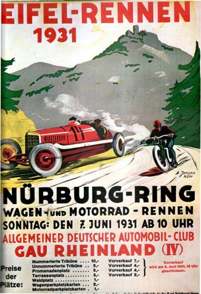 ニュルブルクリンク　1931年　アイフェル・レースの宣伝ポスター